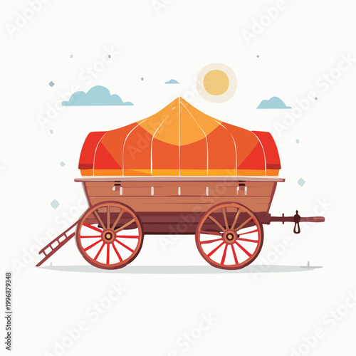 Vintage Circus Wagon with Colorful Tent