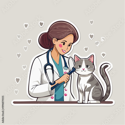 Veterinarian Examining a Cat