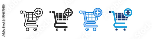 Add To Cart Icon Set Multiple Style Vector Collection