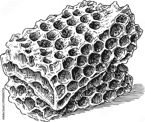 Honeycomb illustration natural beeswax pattern with hexagonal cells beekeeping and nature concept