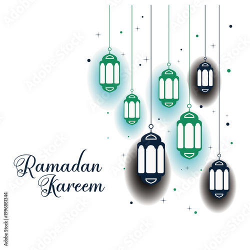 slamic greetings ramadan kareem card design with islamic decoration and lantern