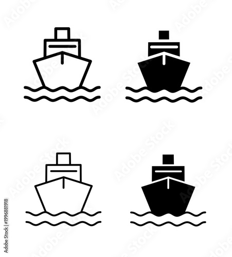 Vector illustration of boat and ship icon set