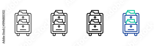 File Cabinet Icon Collection Different Style Outline
