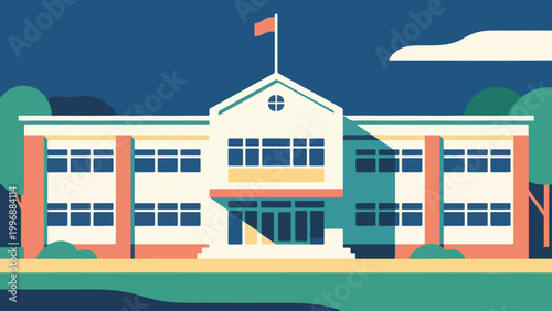 Illustration Of A School Building Vector Design Template