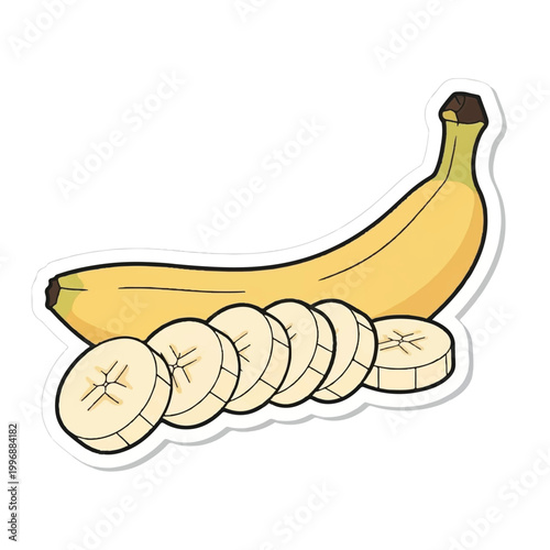 Sliced bananas on a white background.