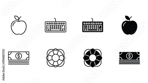 Contrast of icons depicting technology, nature, finance, and safety