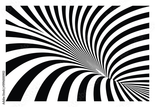 Black and White Optical Illusion of a Swirling Vortex or Tunnel
