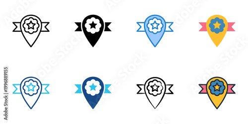 Brand positioning icons set multiple style collection. Editable stroke 
