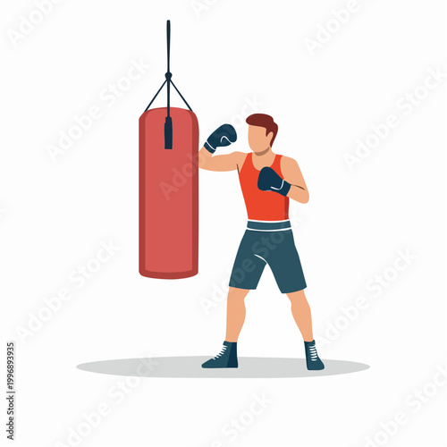 Boxer Training with Punching Bag
