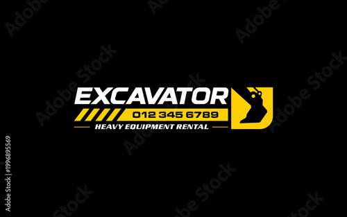 Illustration vector graphic of an excavator vehicle, and heavy equipment for construction logo design