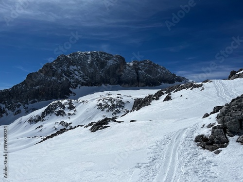 ski-alp and ski-touring track on Alp glacier 