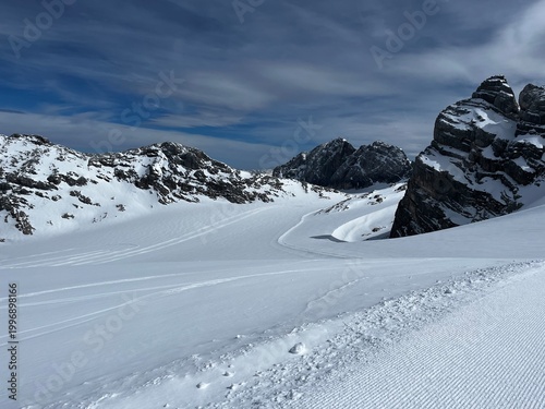 ski-alp and ski-touring track on Alp glacier 