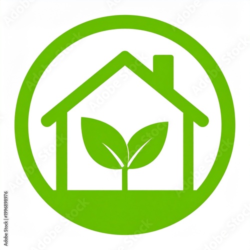Eco-Friendly Home Concept: A simple yet impactful illustration depicts a house seamlessly integrated with nature, conveying a commitment to sustainable living and environmental consciousness.