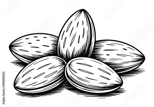 Black and White of a Cluster of Almonds