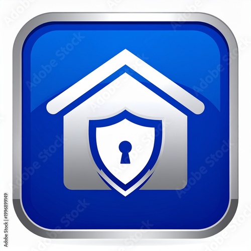 Home Security Icon: A sleek, modern icon of a house and shield, representing safety and protection, symbolizing peace of mind and secure living.