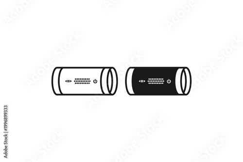 Foto Portable wireless speaker electronic device outline and flat icon set