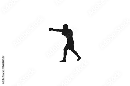 Male boxer athlete throwing a straight punch jab silhouette