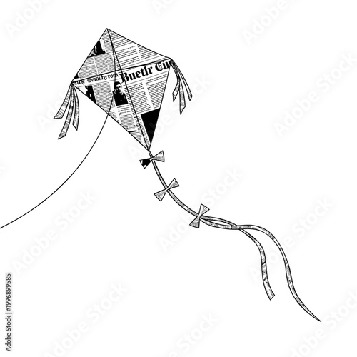 Kite flying high in air.