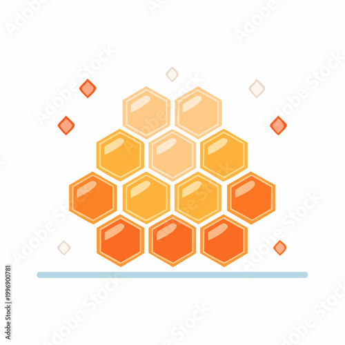 Honeycomb with dripping honey and sparkling elements