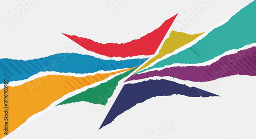 Abstract Colorful Torn Paper Strips Background Design