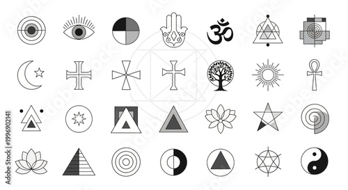 Collection of Sacred Geometry and Spiritual Religious Icons