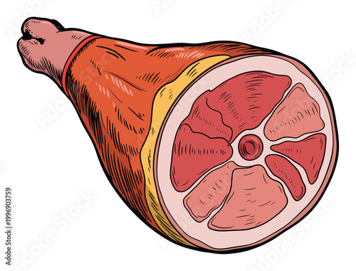 Stylized of a Whole Ham with Bone