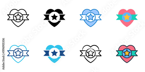 Loyalty icons set multiple style collection. Editable stroke 
