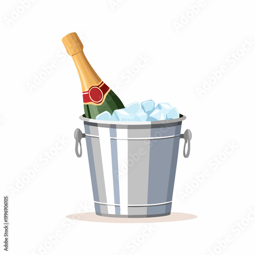 Champagne Bottle Chilling in Ice Bucket