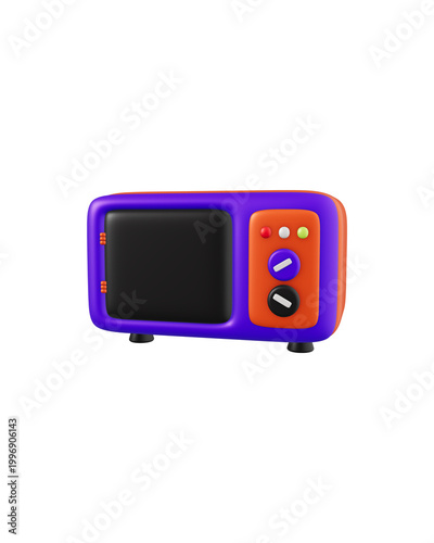 3D Retro Television Icon Isolated on White Background