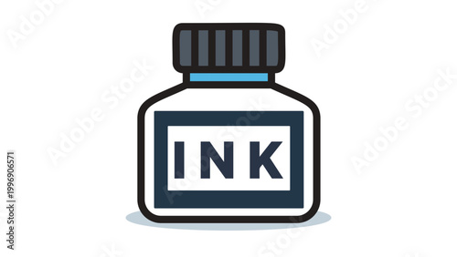 Tableau sur toile Fountain Pen Ink Bottle Vector Icon Illustration