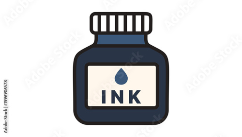 Bild auf Leinwand Modern Flat Fountain Pen Ink Bottle Vector Icon with Editable Stroke