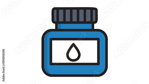 Bild auf Leinwand Blue Fountain Pen Ink Bottle Vector Icon with Editable Stroke