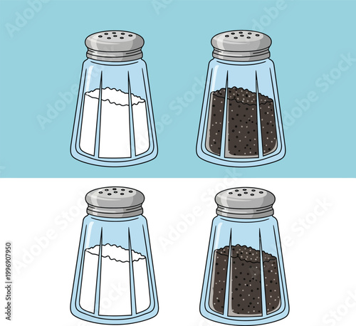 Vector illustration set of salt and pepper shakers in a repeating pattern