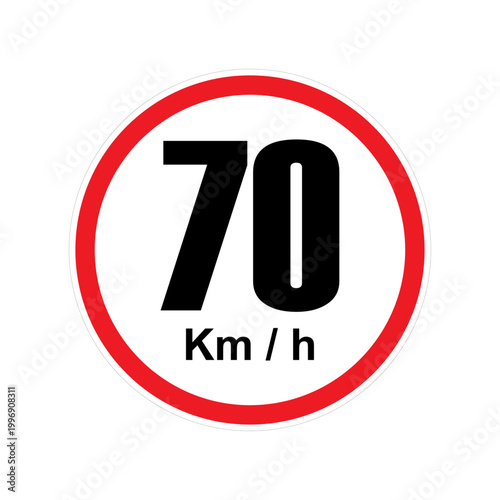 Red Circle Speed Limit 70 km_h Icon.ai