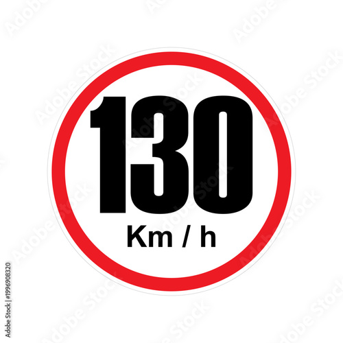 Speed Limit Warning 130 km_h Sign.ai