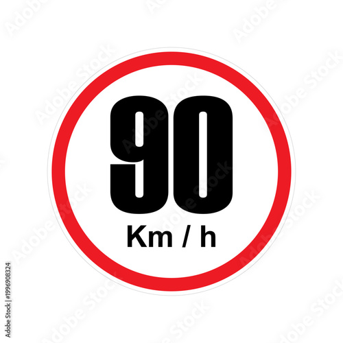 Traffic Sign Speed Limit 90 km_h Vector.ai