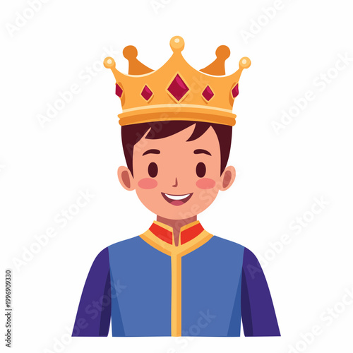 Cartoon King Wearing a Crown and Royal Blue Outfit
