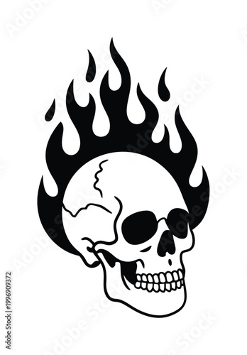 Flaming Skull Vector Illustration