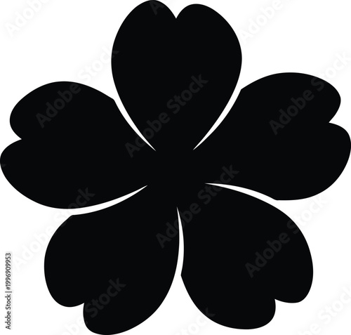 Black silhouette of a five-petal flower on a white background