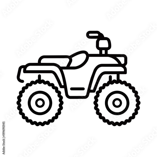 ATV Quad Bike Icon: All-Terrain Vehicle Line Illustration, Outdoor Adventure Vector