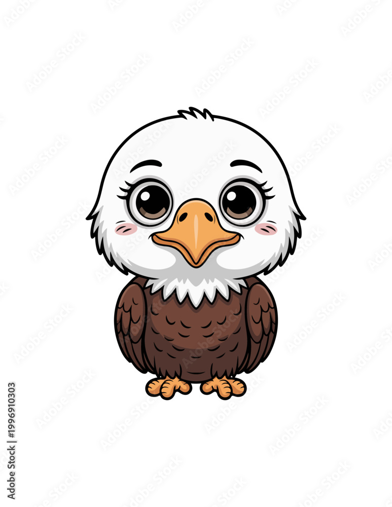 Obraz premium Cute Cartoon Baby Bald Eagle Standing