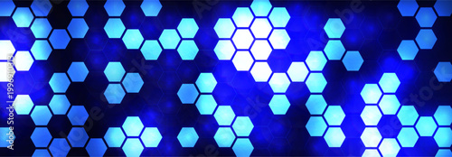 Hexagon pattern background, digital abstract pattern for AI technology, biotech, medtech. Futuristic BG. Geometric honeycomb vector texture. Vector illustration