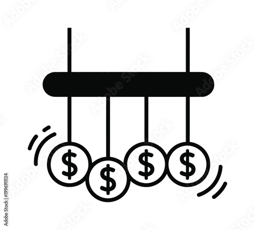 Newton's Cradle Money Swinging Pendulum Vector Illustration