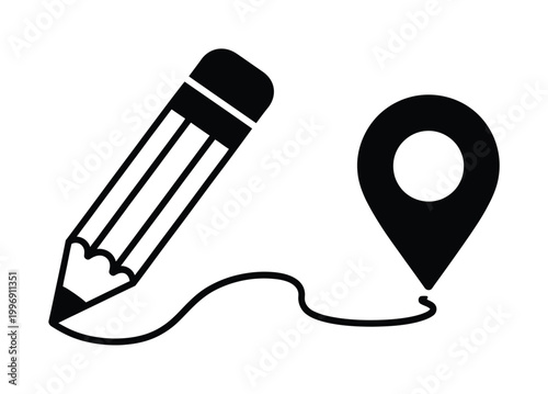 Pencil Drawing Map Pin Vector Illustration