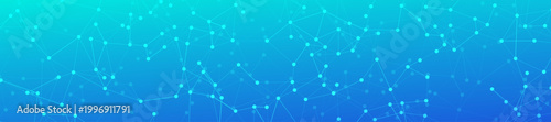 Abstract blue gradient background features a complex digital network with bright nodes and interconnected lines, symbolizing global data, technology, and communication.