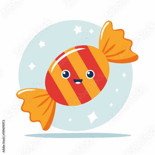 Cute Candy Character with Happy Face