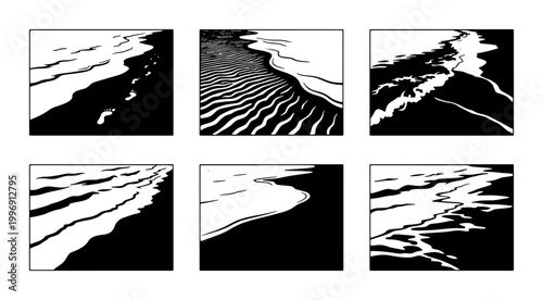 Canvastavla Minimalist Beach Scenes, Coastal Landscapes, Abstract Shorelines, Black and Whit