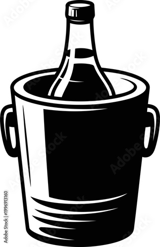 wine bottle chilling in ice bucket beverage cooling container with handles for party or celebration settings