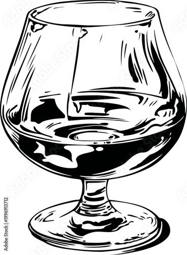 elegant brandy snifter glass with reflective highlights and curved bowl design for fine spirits