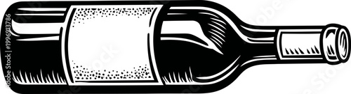 Red wine bottle with blank label isolated on white background, elegant beverage container for alcoholic drinks